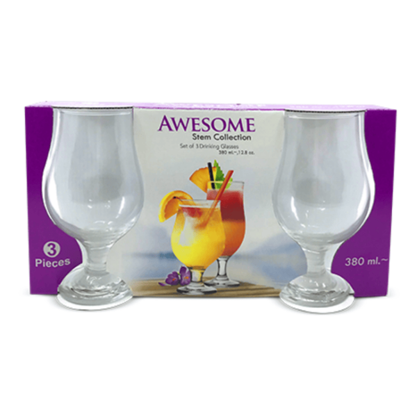 AWESOME STEM GLASS 380ML 3PCS