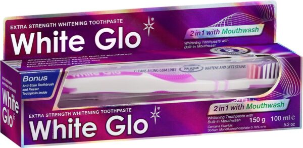 WHITE GLOW TOOTH PASTE (2IN1+MOUTHWASH &BRUSH)150G