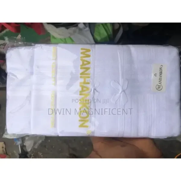 MANHANKON COTTON WHITE HANDKYx100